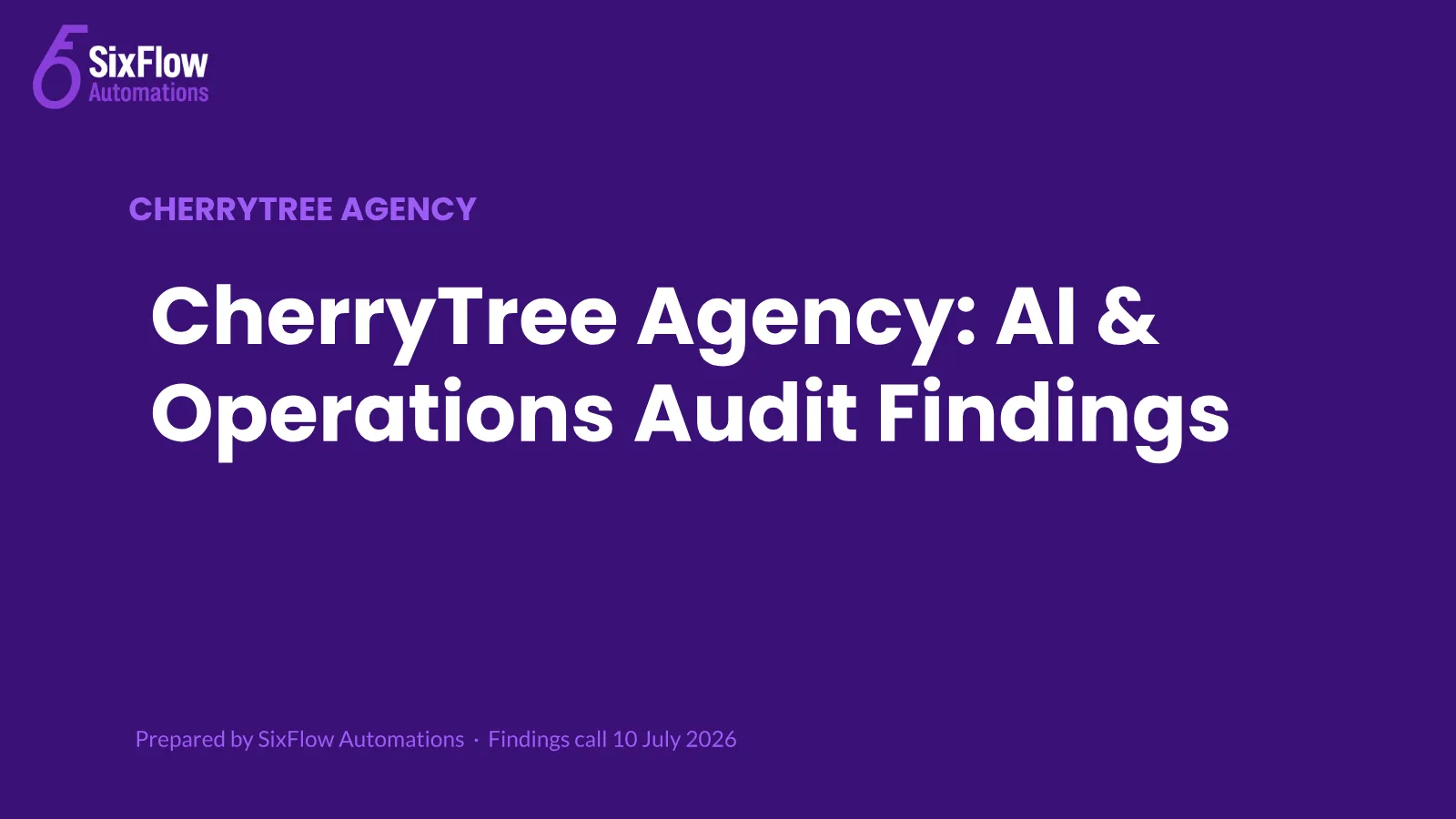 First slide of the CherryTree Agency audit deck