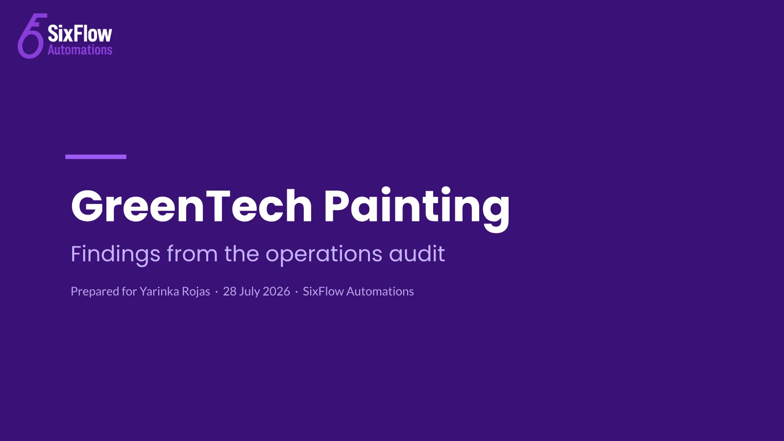 First slide of the GreenTech Painting audit deck