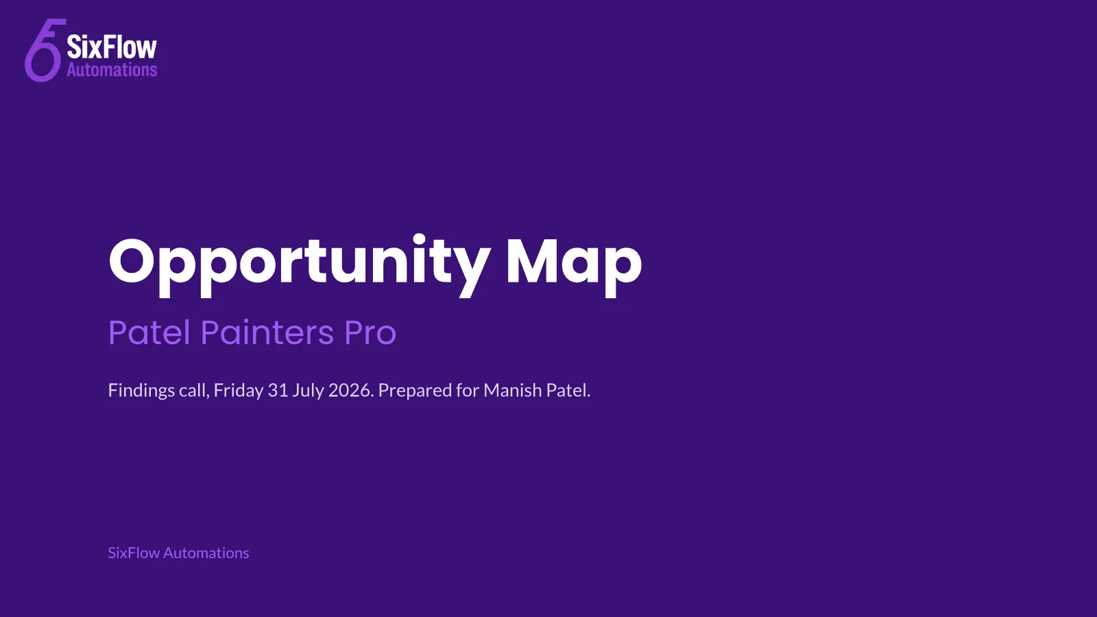 First slide of the Patel Painters Pro audit deck